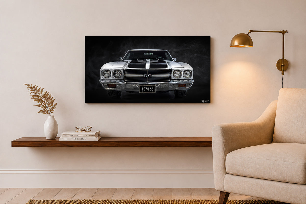 1970 Chevelle Black & White - Vintage Auto Wall Art