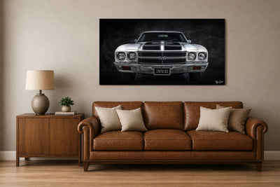 1970 Chevelle Black & White - Vintage Auto Wall Art