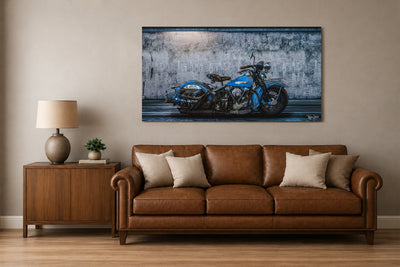 Blue Knucklehead - Vintage Auto Wall Art