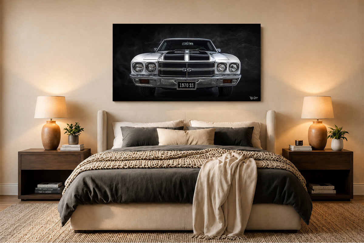 1970 Chevelle Black & White - Vintage Auto Wall Art