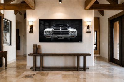 1970 Chevelle Black & White - Vintage Auto Wall Art