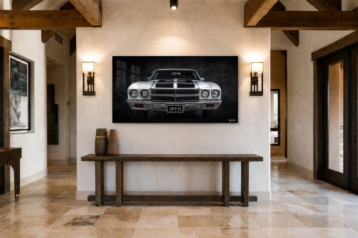 1970 Chevelle Black & White - Vintage Auto Wall Art